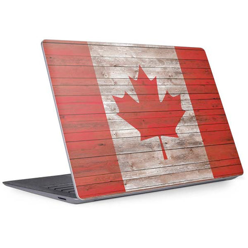 Canadian Flag Dark Wood Surface Laptop 3 13.5in Skin